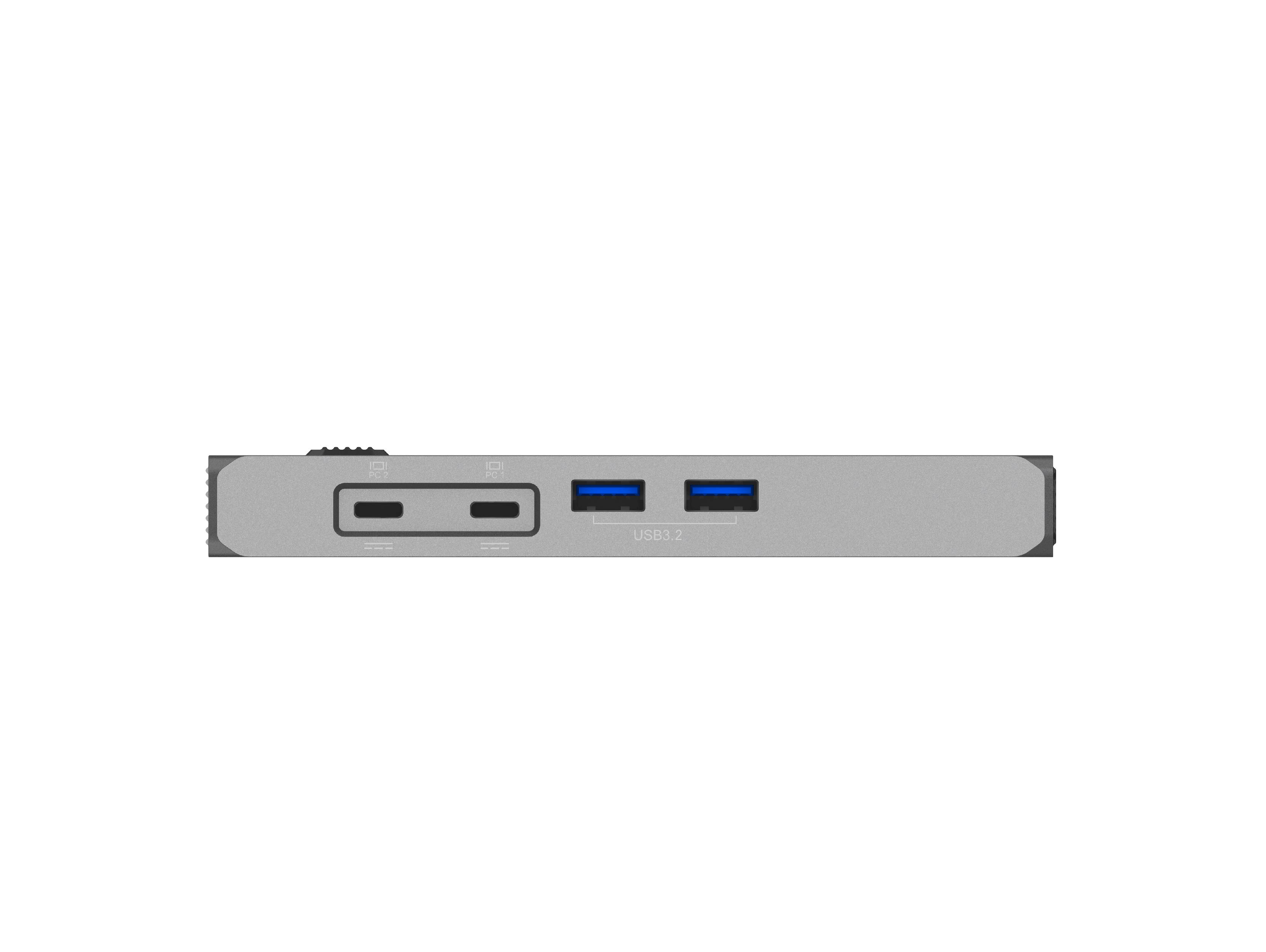 2 to 2 USB-C KVM Dock (SI-9923KVM), 2-Port USB-C KVM, One button to switch the input source for PC1/2, Supports HDMI1.4 4K@30Hz output.